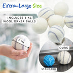 Organic Wool Dryer Balls Laundry Reusable (Set of 6) XL - 100% Pure New Zealand Wool - Natural Anti Static Fabric Softener Balls