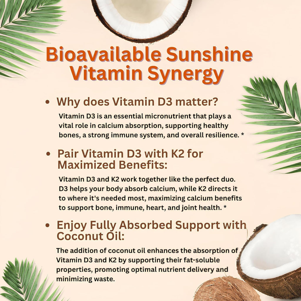 Micro Ingredients Vitamin D3 K2 MK-7 10,000 IU Per Serving, 300 Softgels | Made with Virgin Coconut Oil, K2 200 mcg Per Serving. D3 & K2 Vitamin Supplement. Easy-to-Swallow. Non-GMO, Gluten Free.