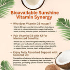 Micro Ingredients Vitamin D3 K2 MK-7 10,000 IU Per Serving, 300 Softgels | Made with Virgin Coconut Oil, K2 200 mcg Per Serving. D3 & K2 Vitamin Supplement. Easy-to-Swallow. Non-GMO, Gluten Free.