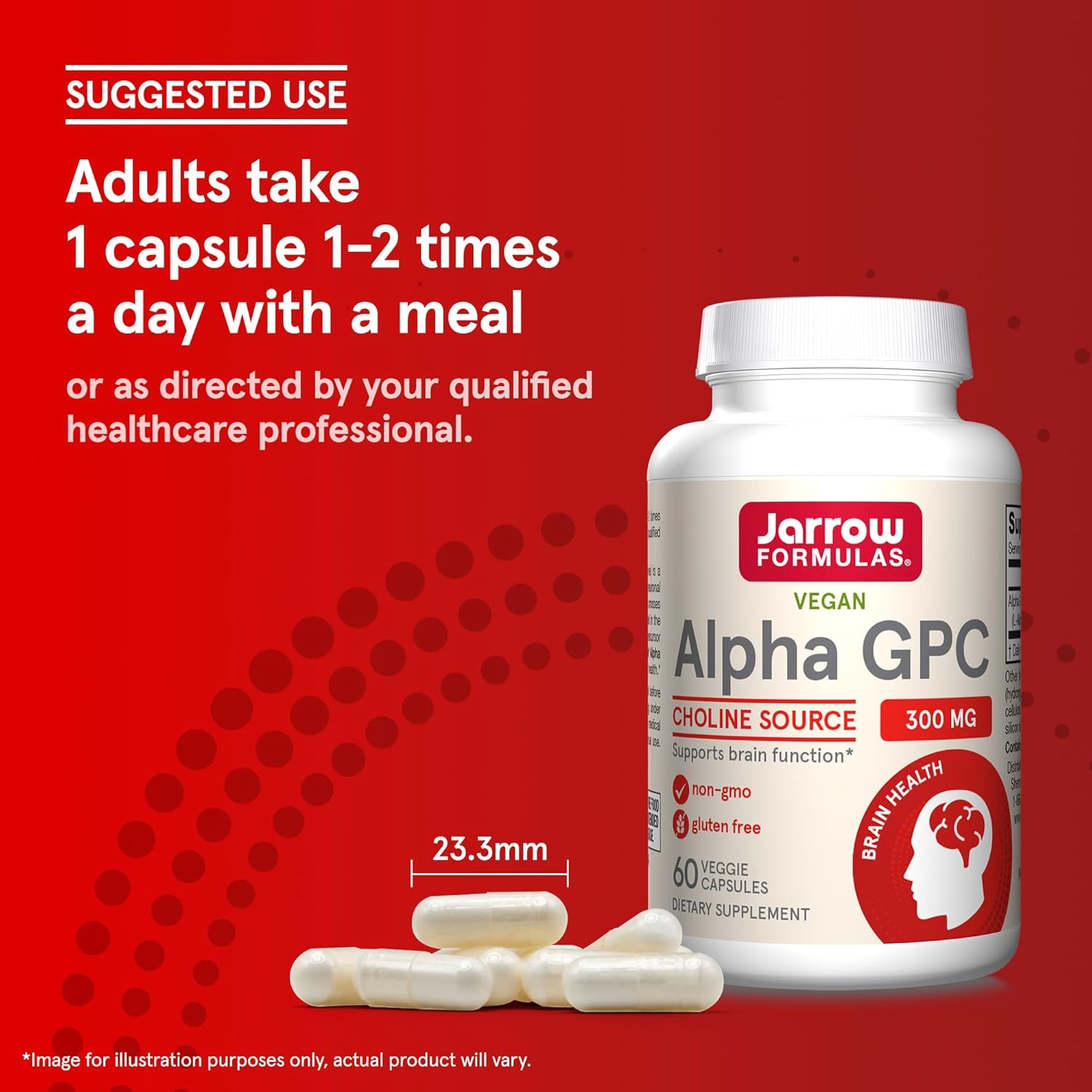 Buy now Jarrow FormulasÂ® Alpha GPC, 300mg, Dietary Supplement, Brain Health Supplements for Adults, 60 Veggie Capsules, 30 Day Supply at indiglob india