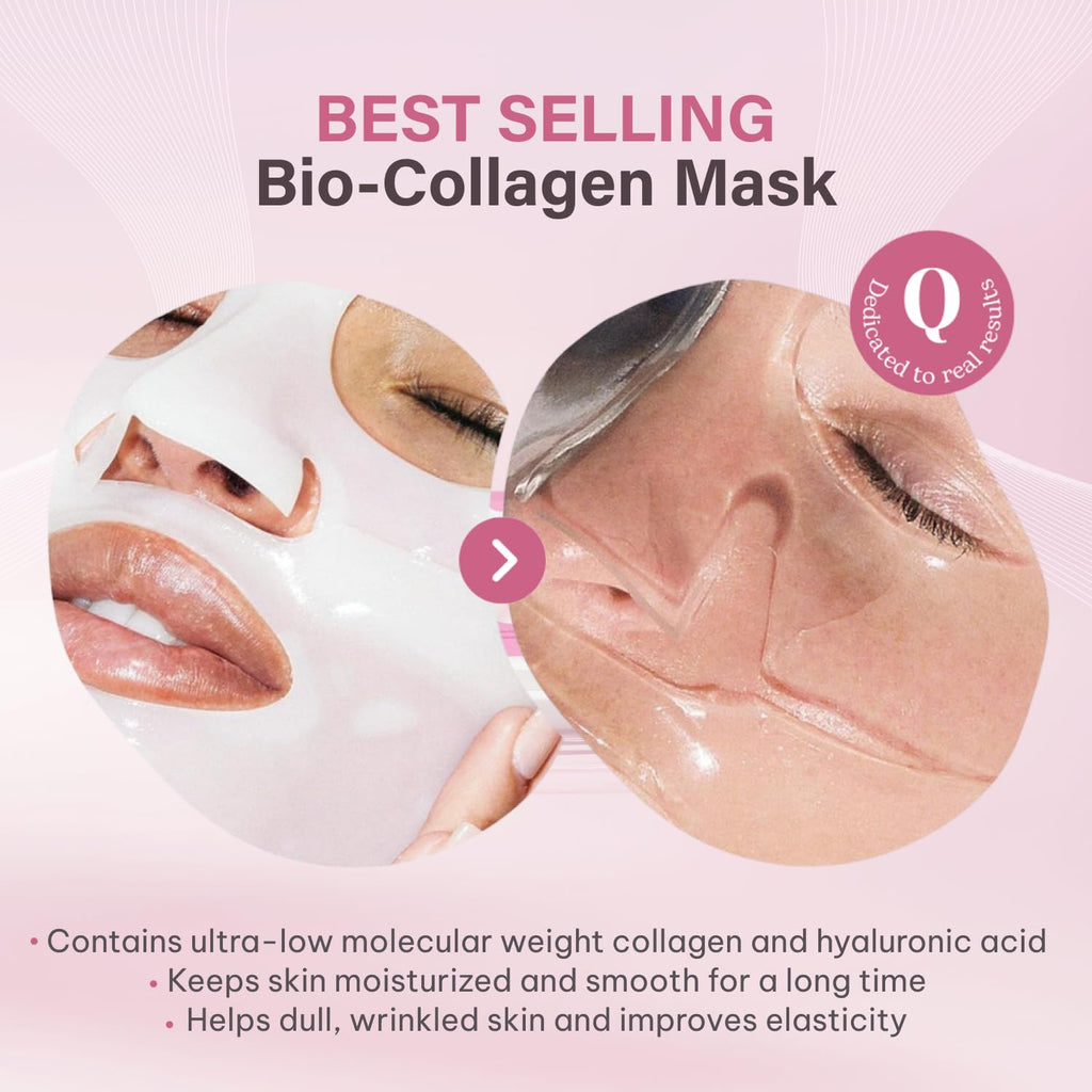 Bio-Collagen Face Mask Overnight – Hydrating Korean Sheet Mask – Niacinamide & Low Molecular Collagen – Firming & Smoothing Skincare for All Skin Types – 4 Masks