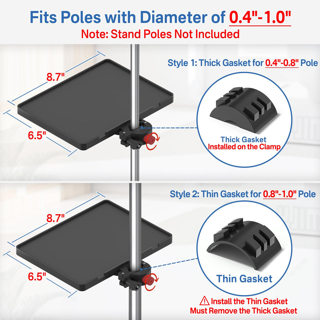 Buy now Functional Microphone Stand Tray with Adjustable Mic Stand Phone Holder - 8.7"x6.5" Mic Stand Tray Shelf Clamp-On Music Stand Accessory for Live Streaming Karaoke Recording at indiglob india