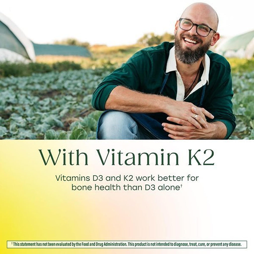 MegaFood Vitamin D3 & K2 5000 IU (125 mcg), 60 Mini Capsules | Supports Bone, Teeth, Muscle & Immune Health, Vitamin K2 & K Support the Function of D3, Non-GMO, Vegetarian, 60 Servings