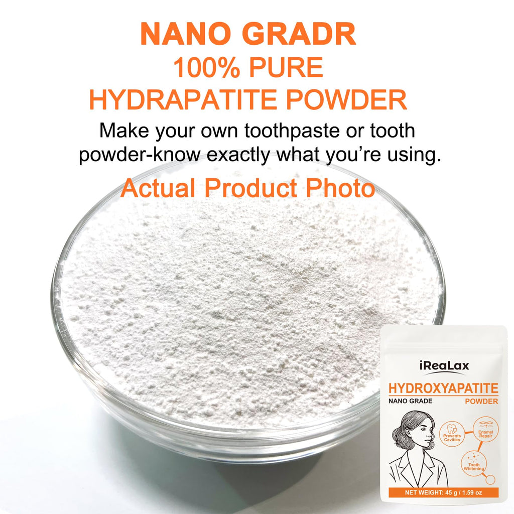 100% Pure Nano Hydroxyapatite Powder 45g (1.59 oz) | Nano Grade unflavored Hydroxyapatite Crystals for Teeth | DIY Formulations | nanohydroxyapatite Bulk