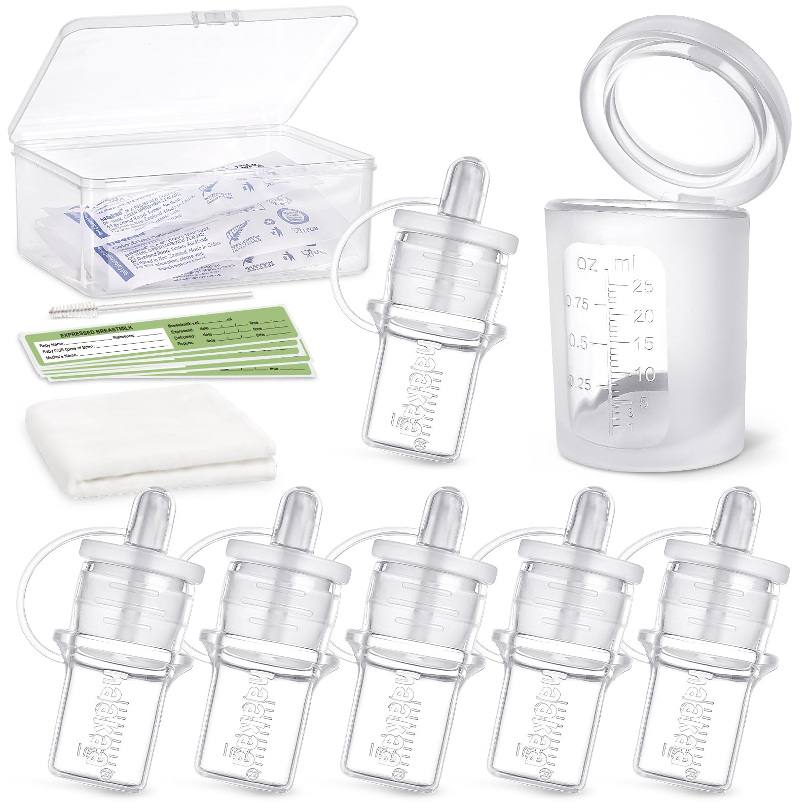 Buy now haakaa Colostrum Collector Kit Breast Milk Collector with Cotton Cloth Wipe and Storage Case, Ready-to-Use, Reusable, 4ml/6pcs at indiglob india