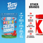 TASTY GAINS Kids & Teen Creatine Gummies with Vitamin B12 for Advanced Growth Support, Youth Sports Performance & Cellular Muscle Hydration Chewables, Ages 5+ (Strawberry, 60 Count)