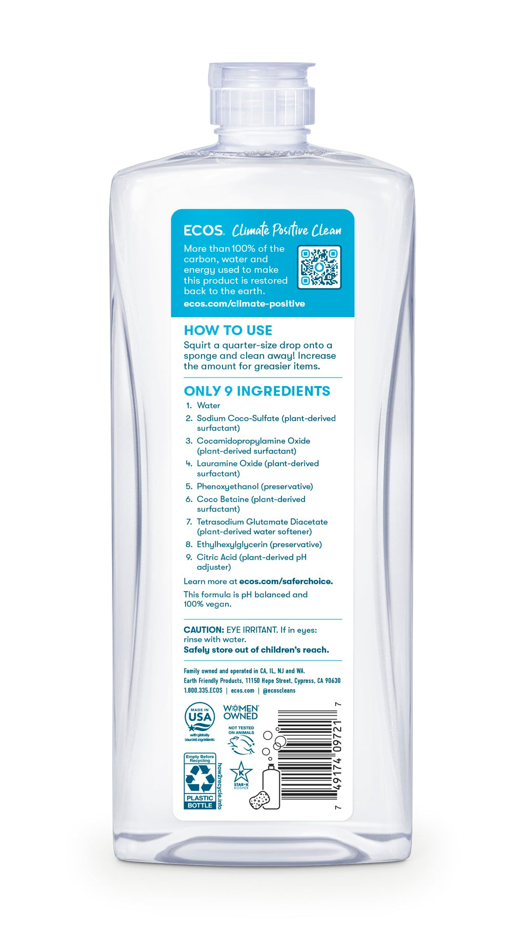 ECOS, Earth Friendly Products Dishmate Detergent and, Free & Clear, 25 Fl Oz