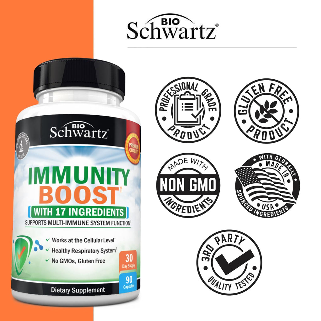 Immune Support Supplement for Adults with Vitamin C and Zinc, 90 Capsules