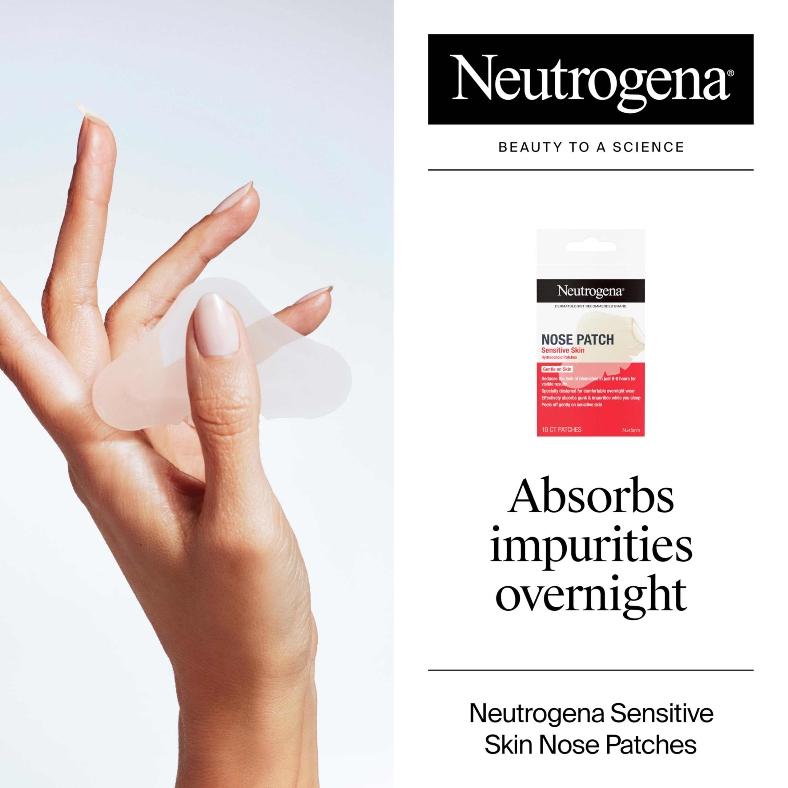 Buy now Neutrogena Nose Acne Patches for Sensitive Skin, Hydrocolloid Acne patches for Overnight Wear, Reduces the Look of Blemishes in 6-8 Hours, Gentle Non-Medicated Patches, 10 ct at indiglob india