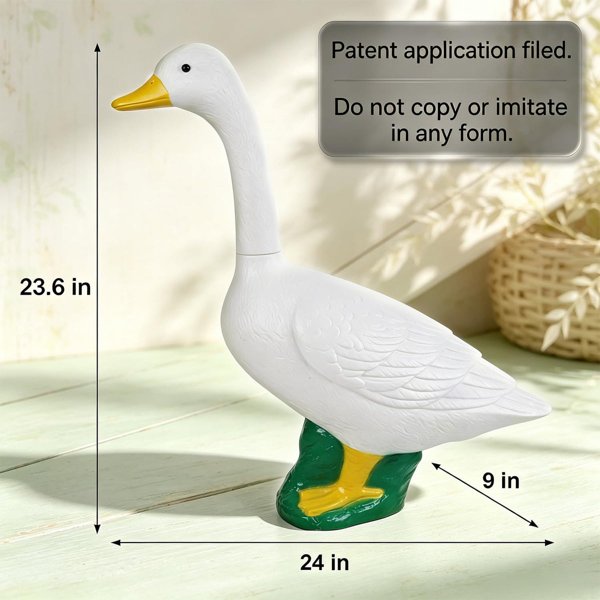 23 Inch White Large Goose Garden Statue, Plastic Geese Figurine