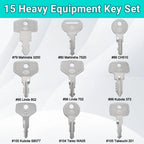 15PCS Multi Types Heavy Equipment Key Set Construction Master Equipment Set