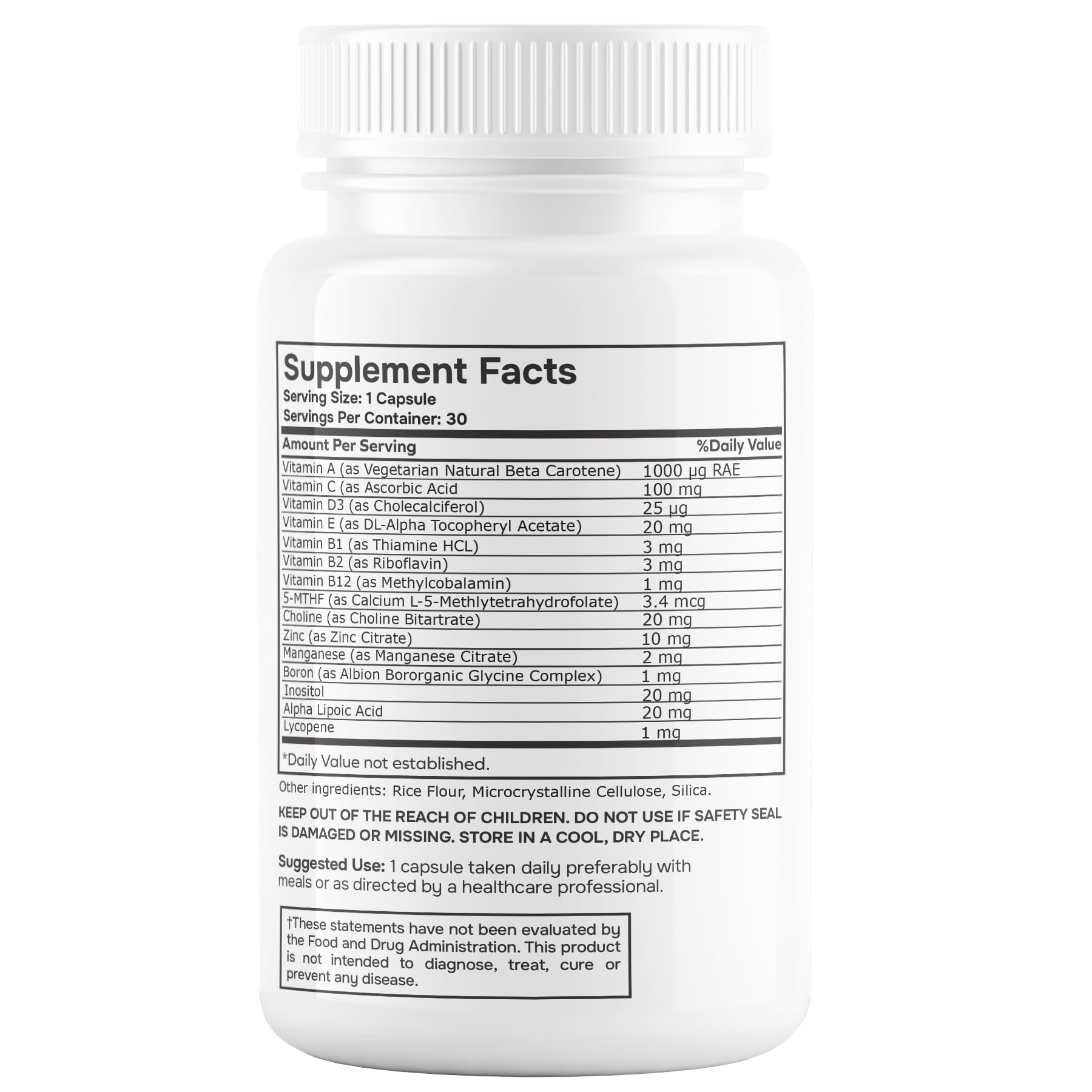 envitamin Methylated Multivitamin Multimineral Complex with L Methylfolate, Methylated B12, 5-MTHF, Inositol, and Lycopene
