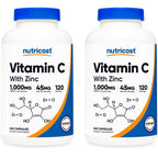 Nutricost Vitamin C with Zinc Capsules, 120 Servings, Gluten Free, GMO-Free | 1000mg Vitamin C, 45mg Zinc