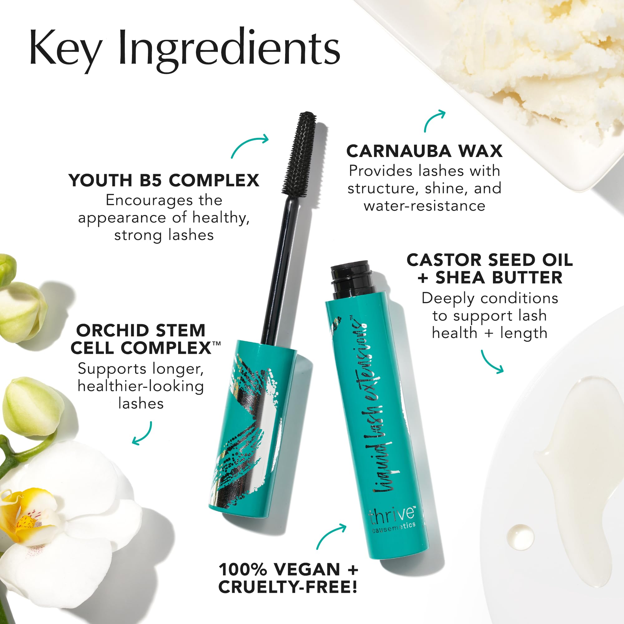 Thrive Causemetics Liquid Lash Extensions Mascara, Brown Black Shade | Tubing Formula Lengthens, Volumizes & Curls, Smudge Proof, Washable, No Clumping or Flaking, Cruelty Free, Crystal Shade