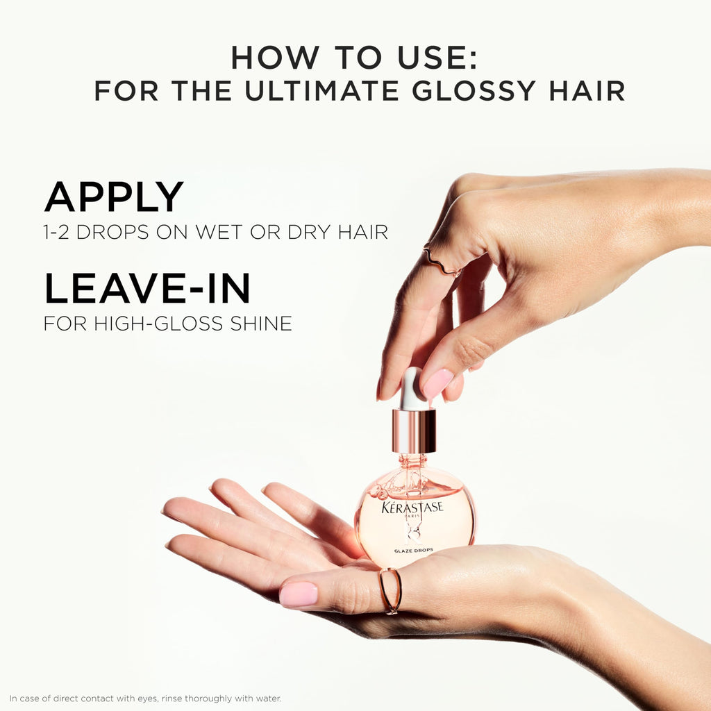 Kerastase Gloss Absolu Glaze Drops Anti-Frizz Hair Oil - Adds gloss and shine, nourishes and hydrates hair, with Hyaluronic Acid and Glycolic Acid, For All Hair Types