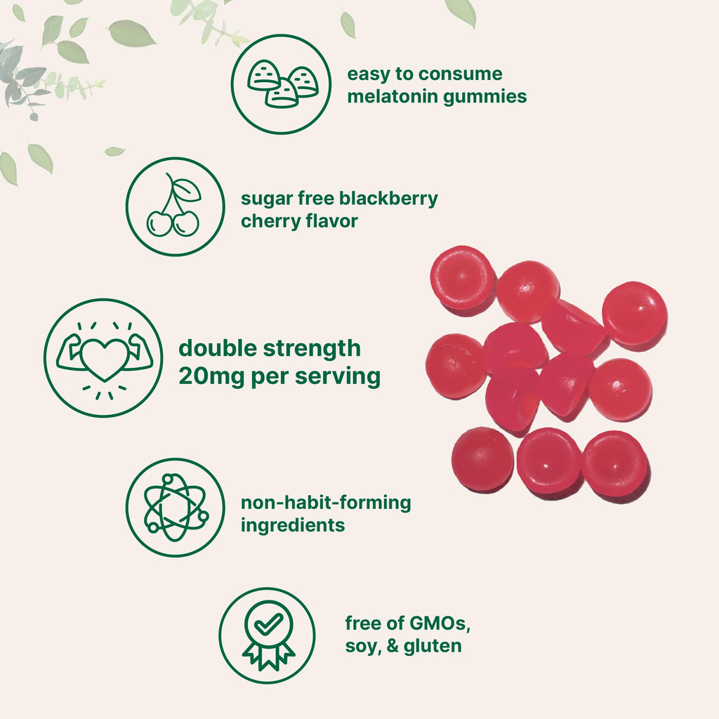 Micro Ingredients Melatonin 20mg Gummies for Adults, 120 Count | Sleep Aid 10mg Melatonin per Gummy | Sugar Free BlackBerry Cherry Flavor | No Drug + Non-Habit-Forming | Non-GMO, Gluten Free