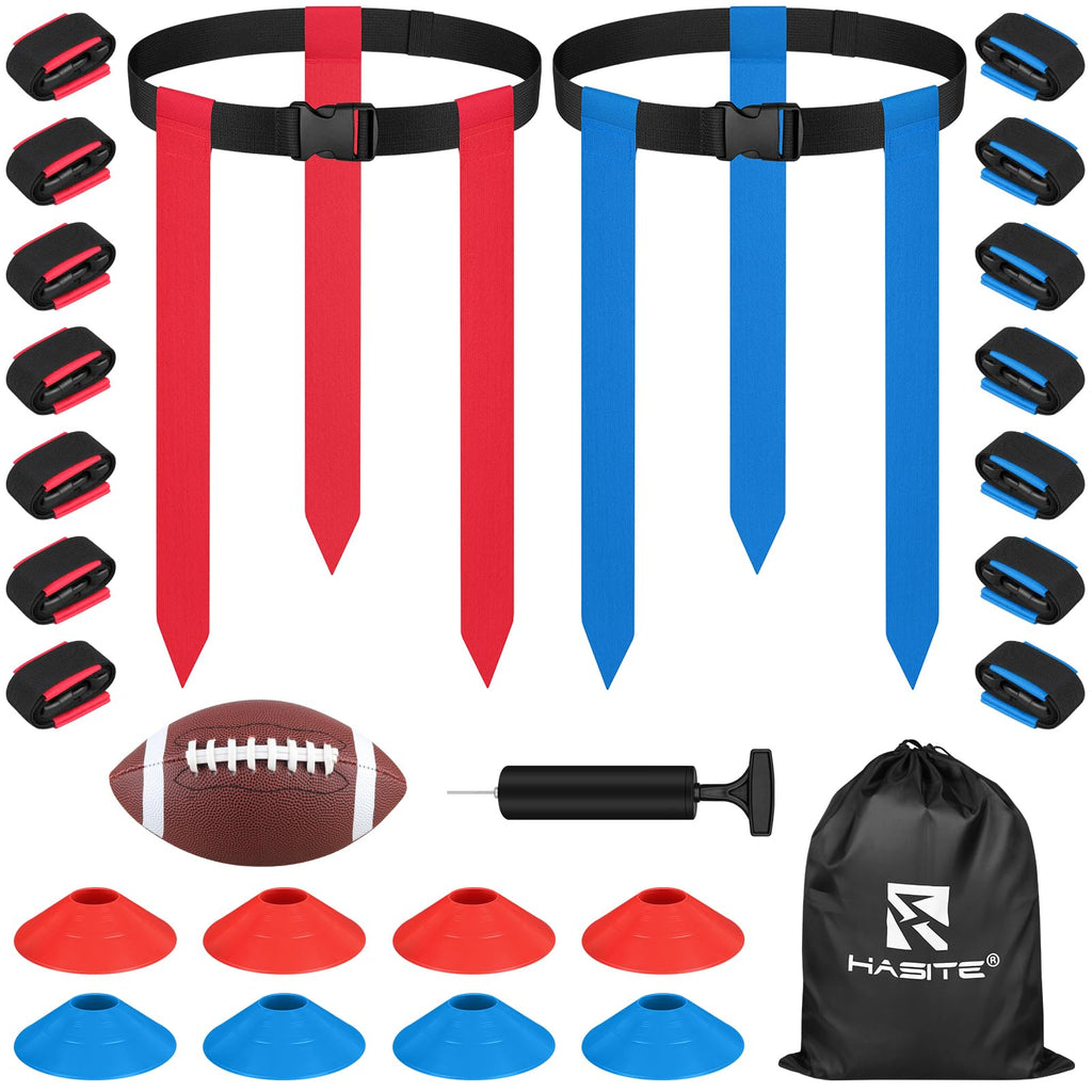 Flag Football Set, 14-Player Kit with 42 Flags, Size 3 Ball and Cones