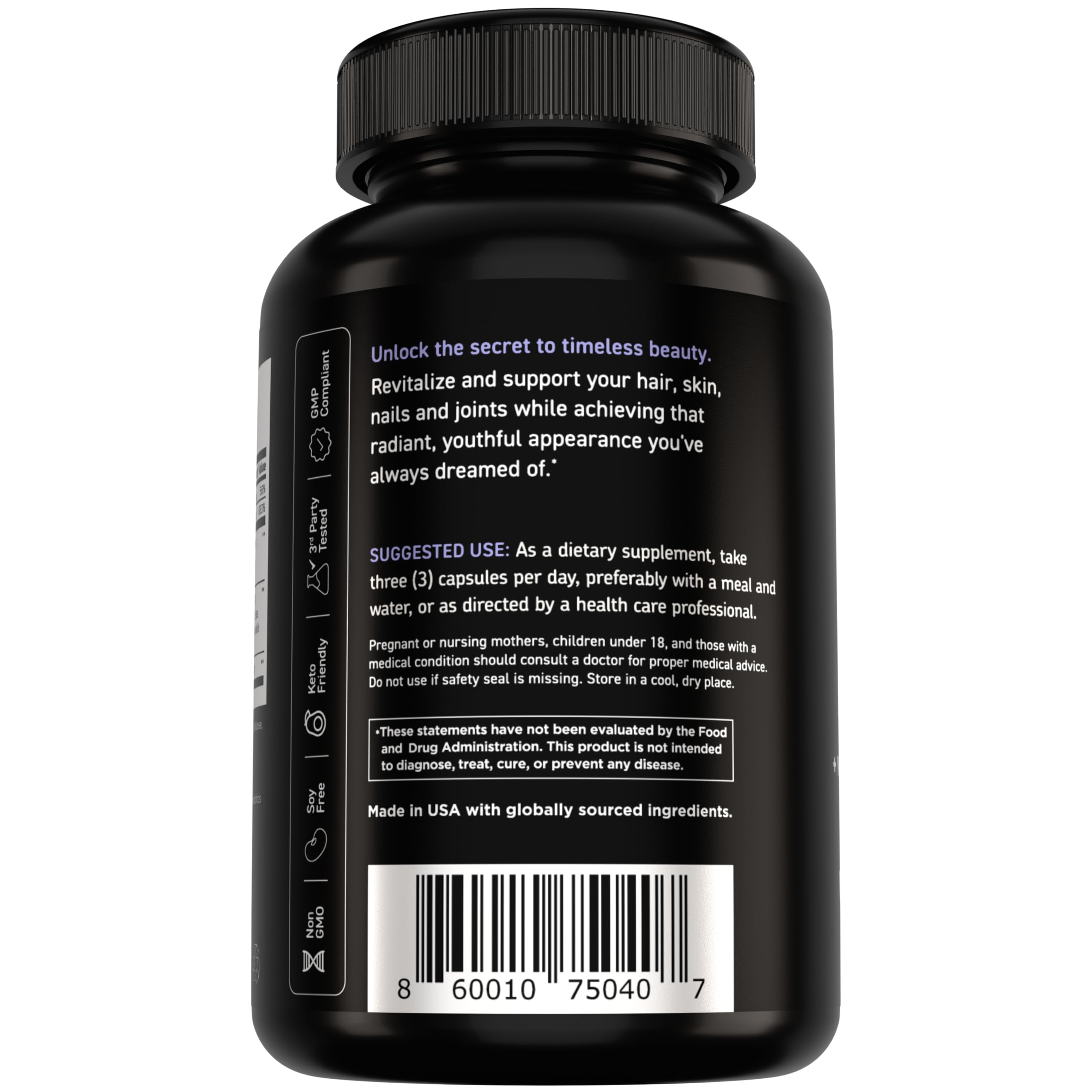Vital Vitamins Multi Collagen Complex Plus Biotin, Hyaluronic Acid & VIT. C | Hair, Skin, & Nails Supplements for Women and Men, 5 Collagen Types I II III V & X, 150 Capsules