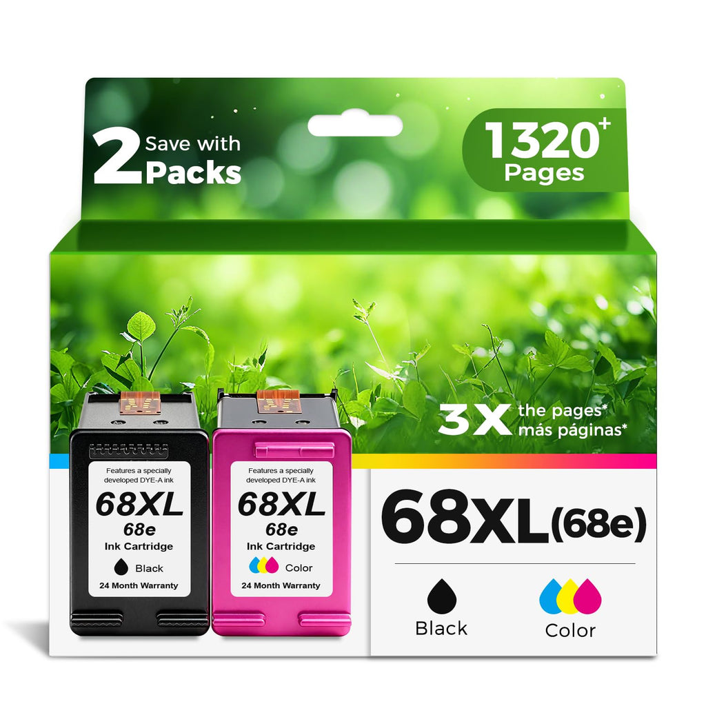 68XL 68e Ink Cartridge Black Color Combo Pack Replacement for HP 68 XL HP68