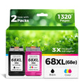 68XL 68e Ink Cartridge Black Color Combo Pack Replacement for HP 68 XL HP68