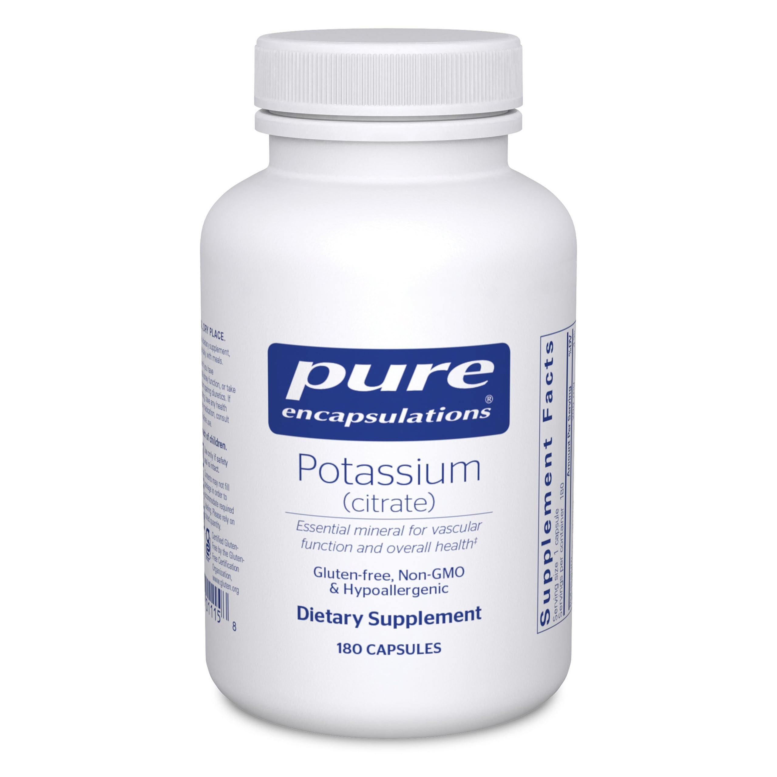 Pure Encapsulations Potassium (Citrate), 180 Capsules | Essential Electrolyte Supplement to Support Nerve and Muscle Function, Adrenals, Hormones, Heart Health, and Energy*