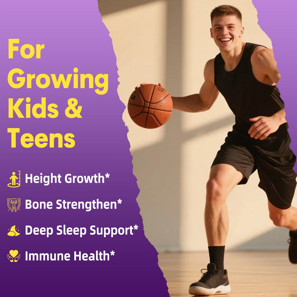 Height Growth Gummies for Kids & Teens - Natural Vitamin Growth Supplement