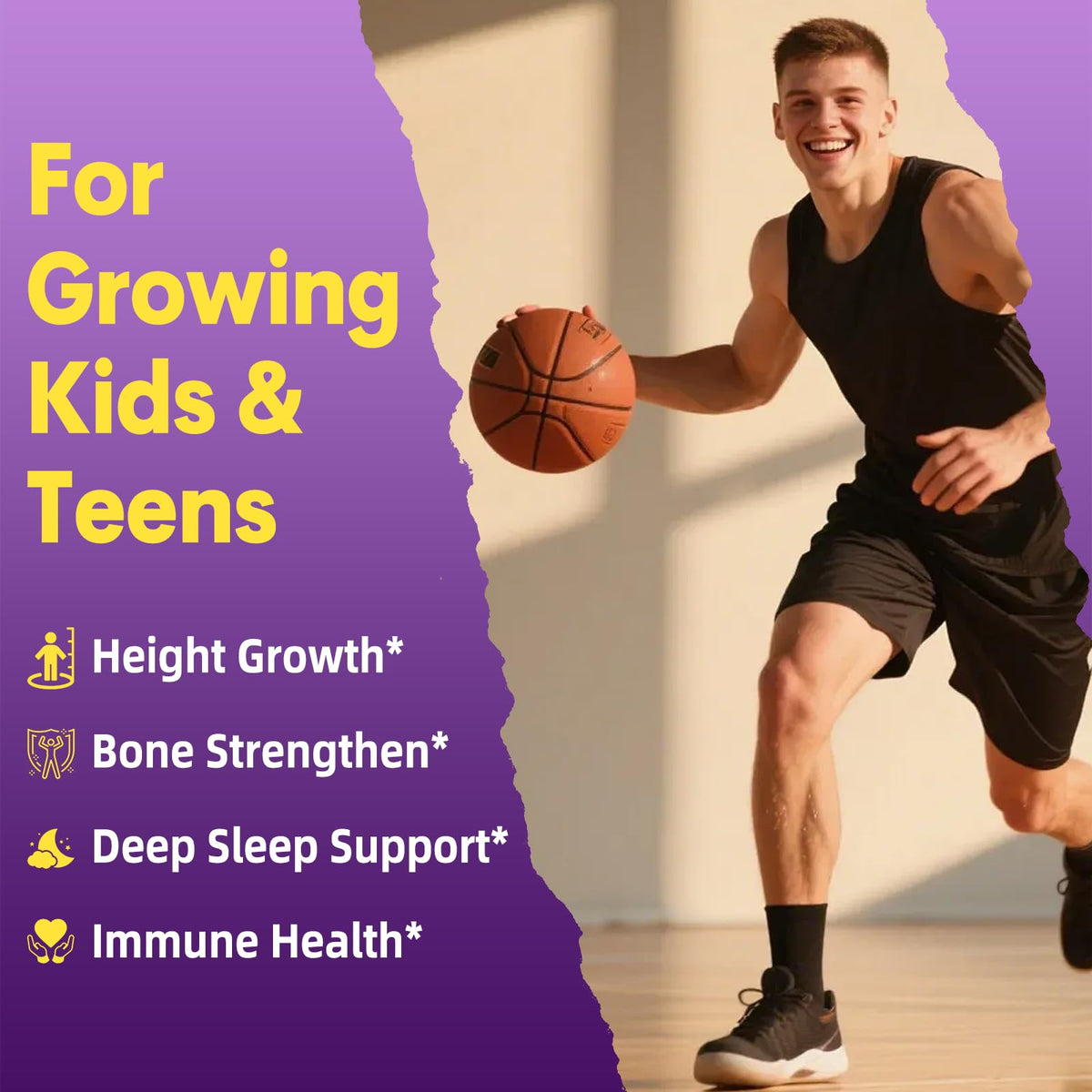 Height Growth Gummies for Kids & Teens - Natural Vitamin Growth Supplement