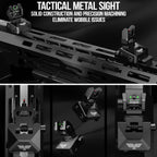 Visiofire Fiber Optic Iron Sights for Picatinny Rail | Flip Up Front and Rear Backup Sights with Red Green Dots | Tool-Free Ajustable Rear Flip Up Sights | Pop Up Fiber Optic Sights Rapid Transition