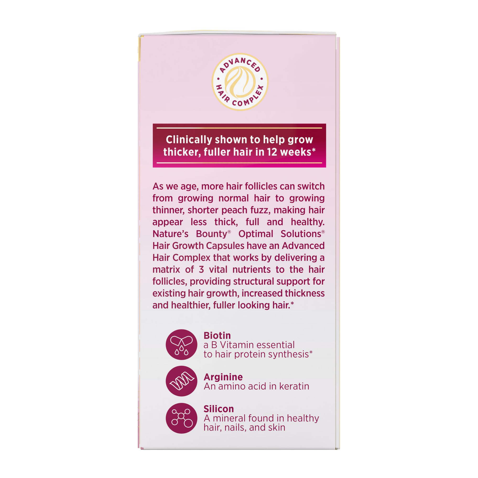 Nature's Bounty Optimal Solutions Hair Growth Vitamin Supplement, 30 Count