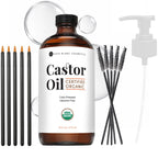 Kate Blanc Cosmetics Castor Oil Organic for Hair, Lashes, Face, Skin (2oz) | 100% Pure, Cold Pressed, Hexane Free Hair Oil in Glass Bottle. Lash Serum for Thicker-Looking Eyelashes & Eyebrows