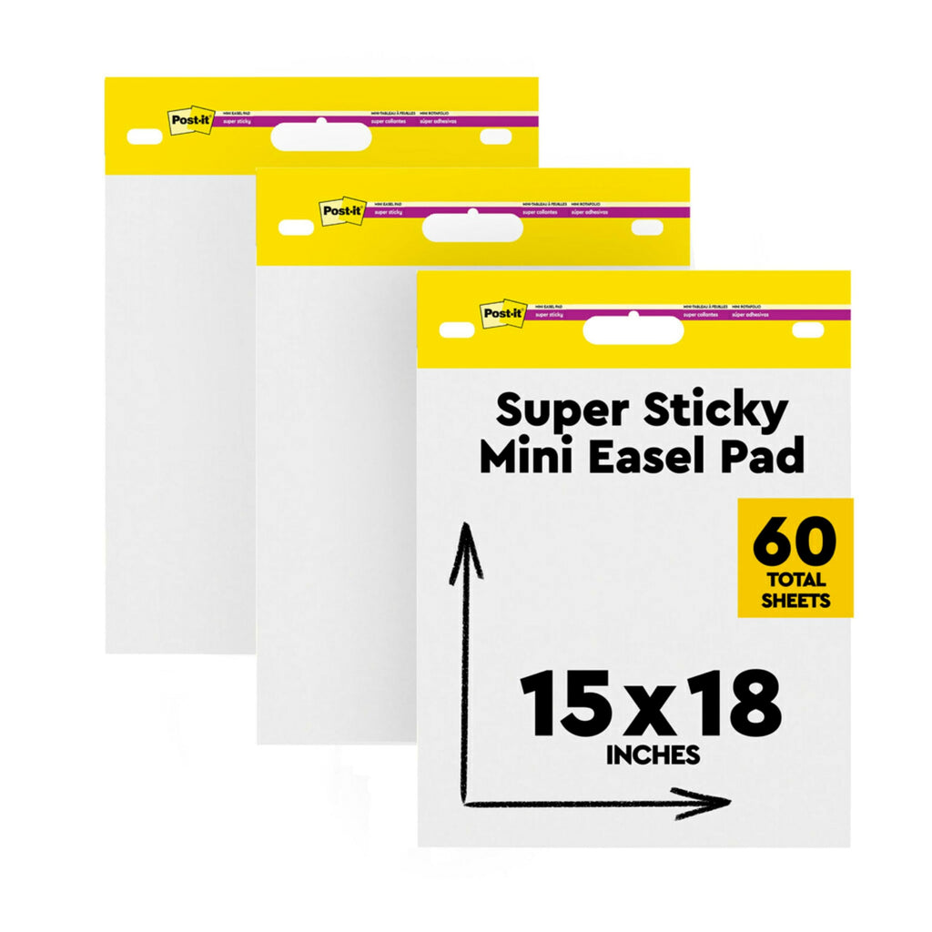 Post-it Super Sticky Mini Easel Pad, 15 x 18 in, White, 3 Pads
