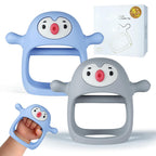 Buy now Smily Mia Baby Teething Toys for 0-6Months, Teethers for Babies 3-6Months | Penguin Teether | Hand Teether |Teething Mittens for Teething Relief, Baby Pacifier |New Born Essentials, Light Blue at indiglob india