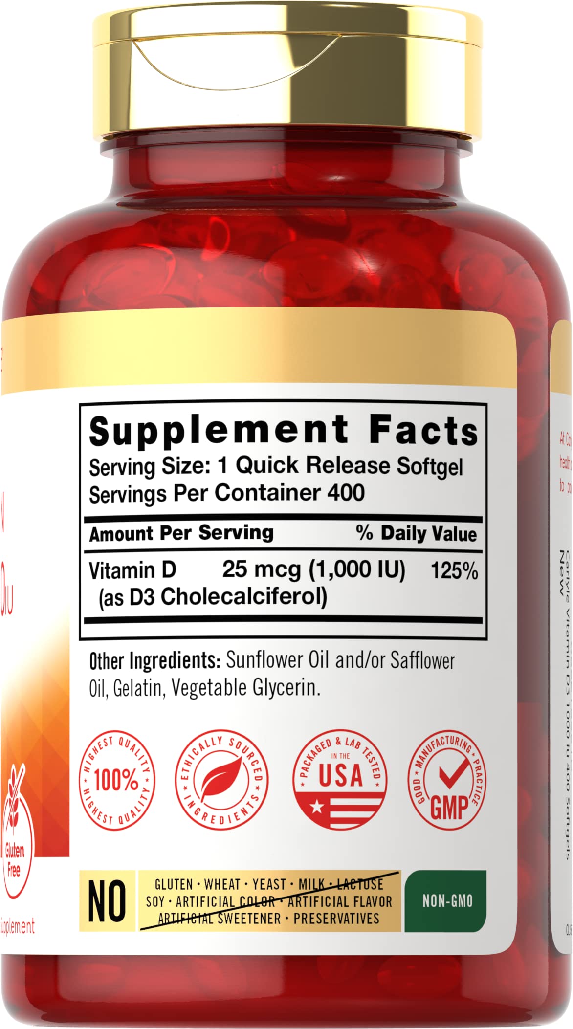 Carlyle Vitamin D3 1000IU | 25 mcg | 400 Softgels | High Potency