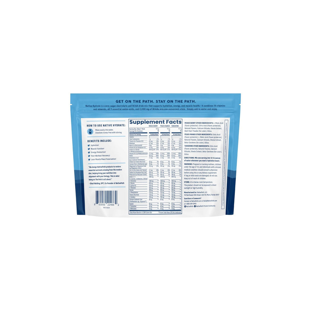 NativePath Hydrate Electrolyte Stick Packs Variety Pack, 30 Count