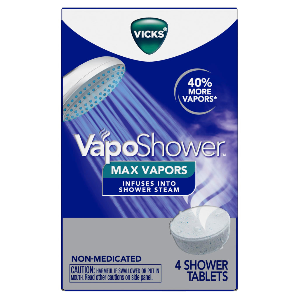 Buy now Vicks VapoShower Max Tablets, Non-Medicated Eucalyptus Shower Steamer Tablets, Menthol, Aromatherapy, 4ct at indiglob india