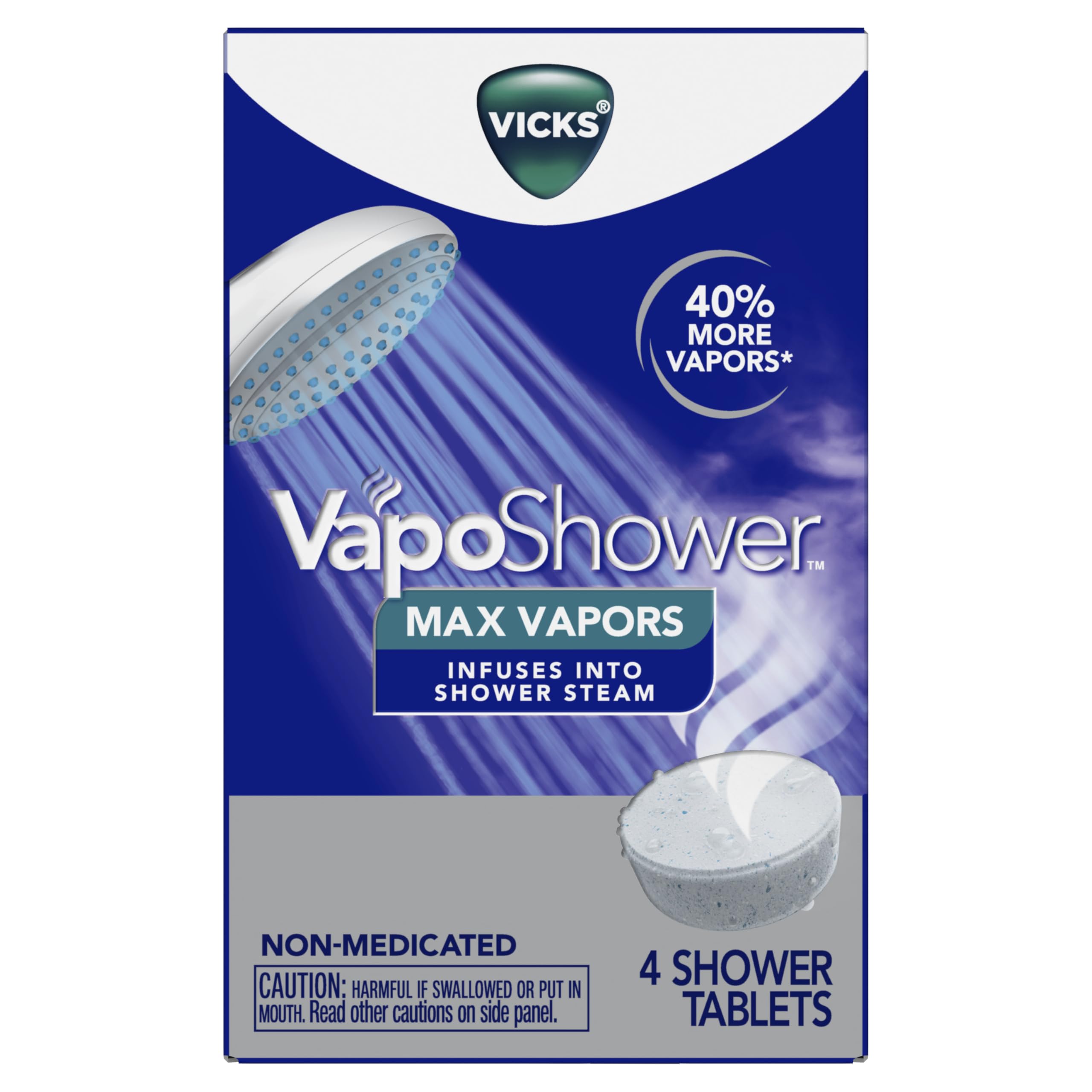 Buy now Vicks VapoShower Max Tablets, Non-Medicated Eucalyptus Shower Steamer Tablets, Menthol, Aromatherapy, 4ct at indiglob india