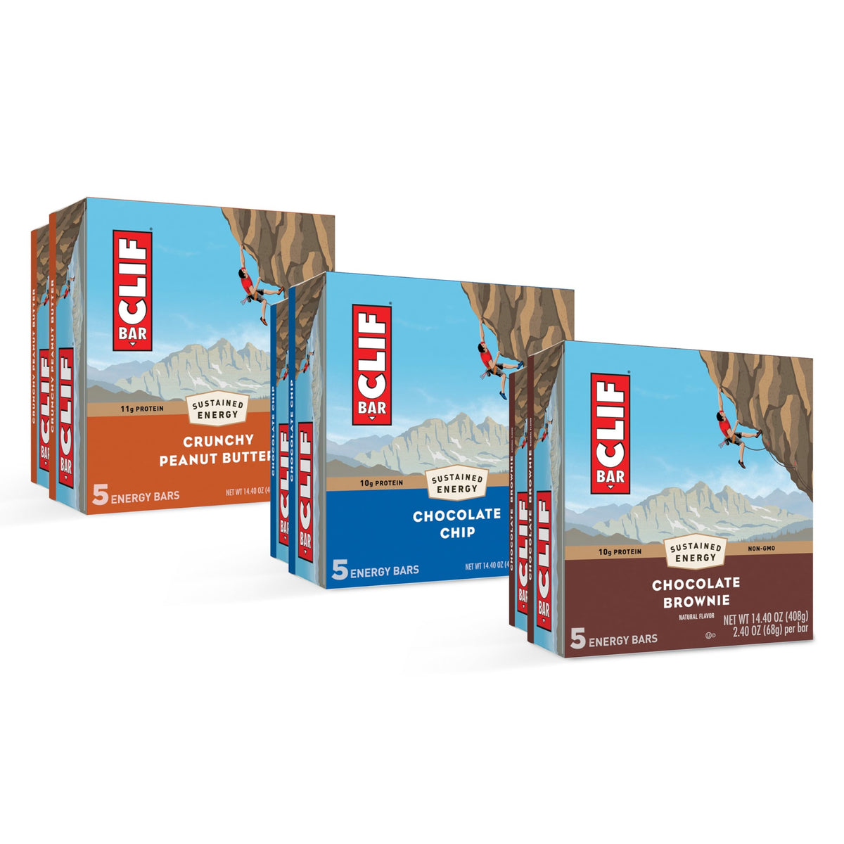 CLIF BAR Protein Energy Bars, Variety Pack, 3 Flavors, 30ct