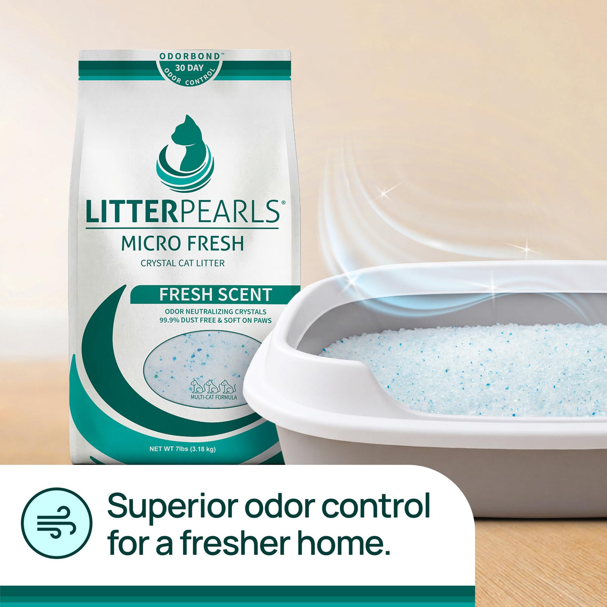 Litter Pearls Micro Fresh Scented Crystals 30-Day Odor Control Litter 7lb