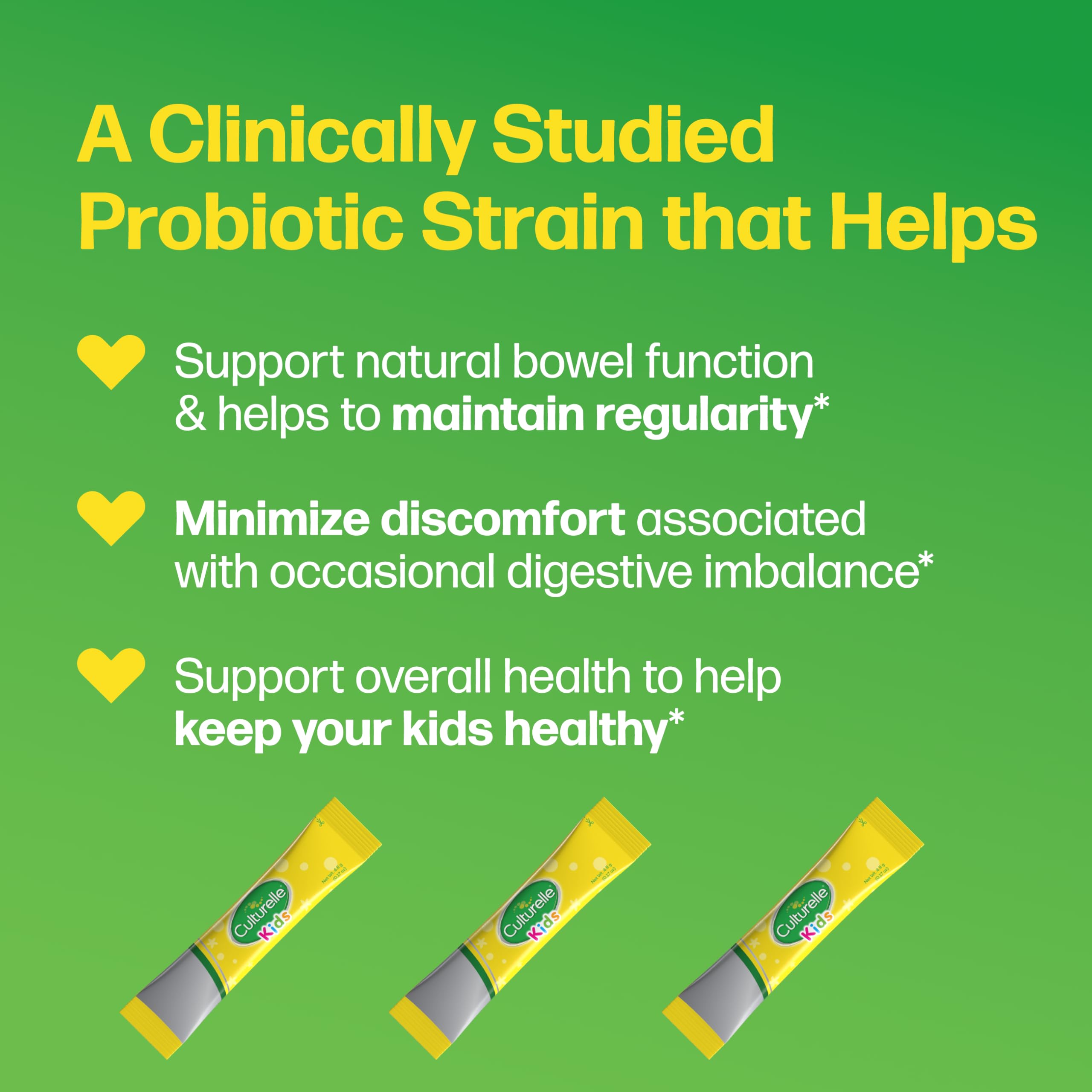 Culturelle Kids Probiotic + Fiber Packets, Ages 1+, Unflavored, 24 Count | From the #1 Pediatrician-Recommended Brand± Digestive Health & Immune Support, Help Restore Regularity*, Children & Toddlers