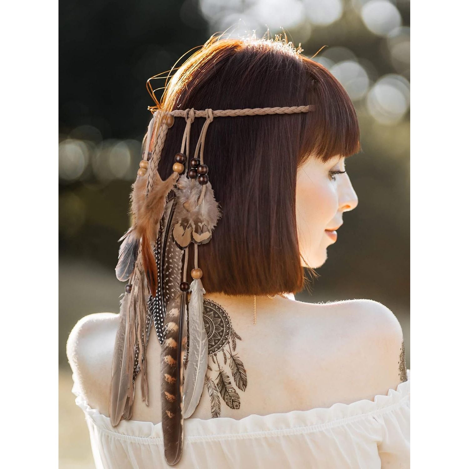 Buy now XunYee Feather Hippie Headband for Women - Indian Feather Hair Accessories for Costume (Classic Style) at indiglob india