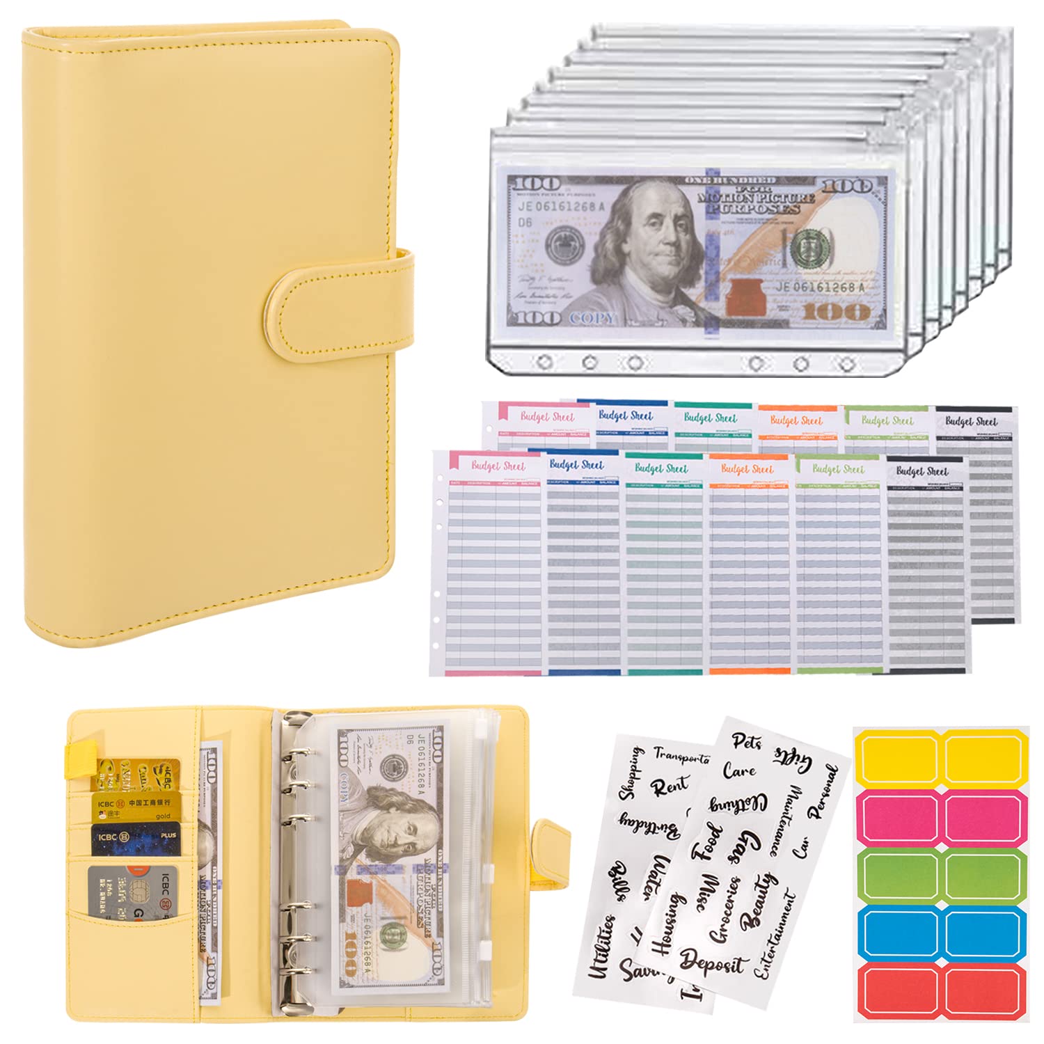 Buy now NICOOTHBudget Binder Cash Envelopes A6 Money Saving Binder with Zipper envelopes (Purple) Yellow at indiglob india
