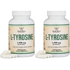 L-Tyrosine 1,000mg, Focus, Attention + Mood Support, 120 Capsules | Focus, Attention + Mood Supplement, Clean Focus Without Caffeine Jitters, Best AM on Empty Stomach, Vegan Caps, Non-GMO