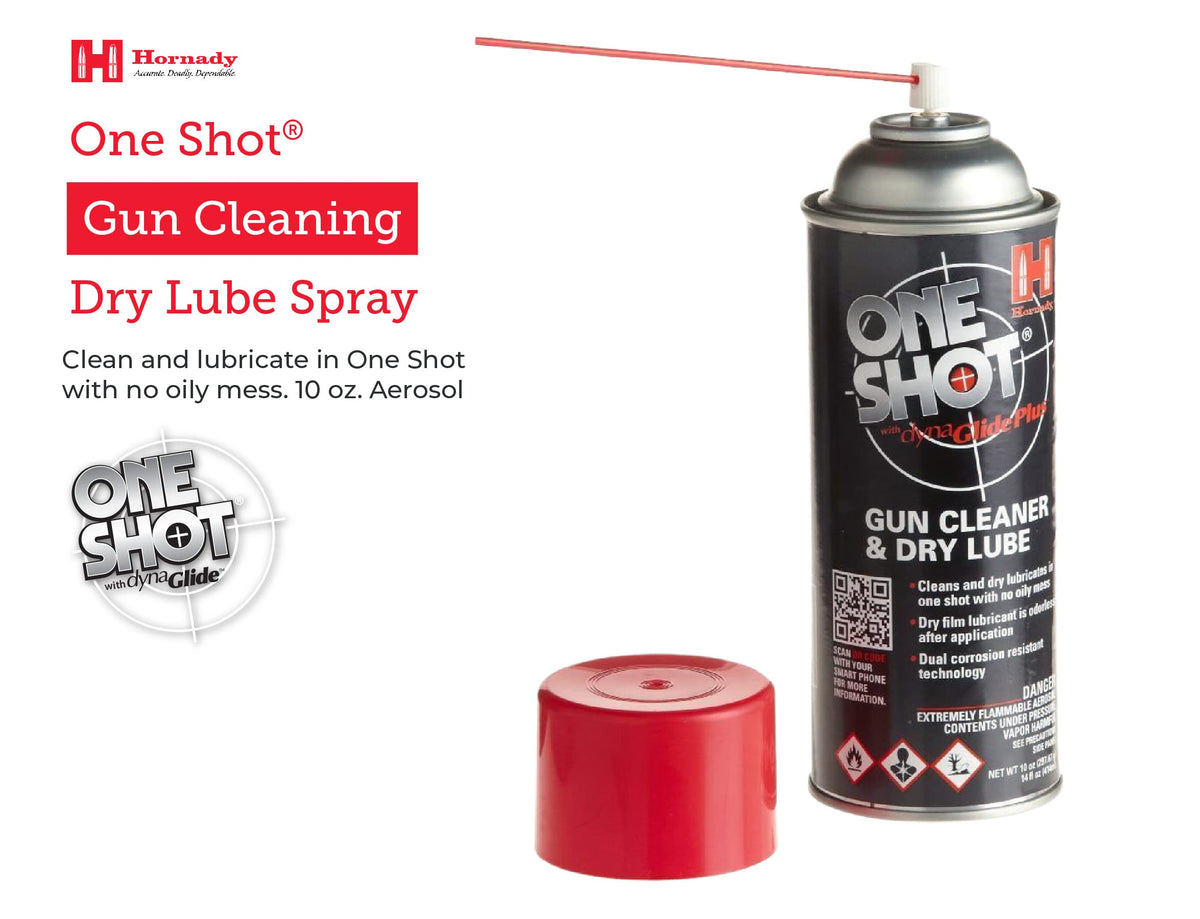 Hornady One Shot Gun Cleaner and Case Lube, 10 oz – Aerosol Dry Lube, With DynaGlide Plus – Clean, Non-Sticky and Easy to Use – Contains No Petroleum, Won't Contaminate Powder or Primers