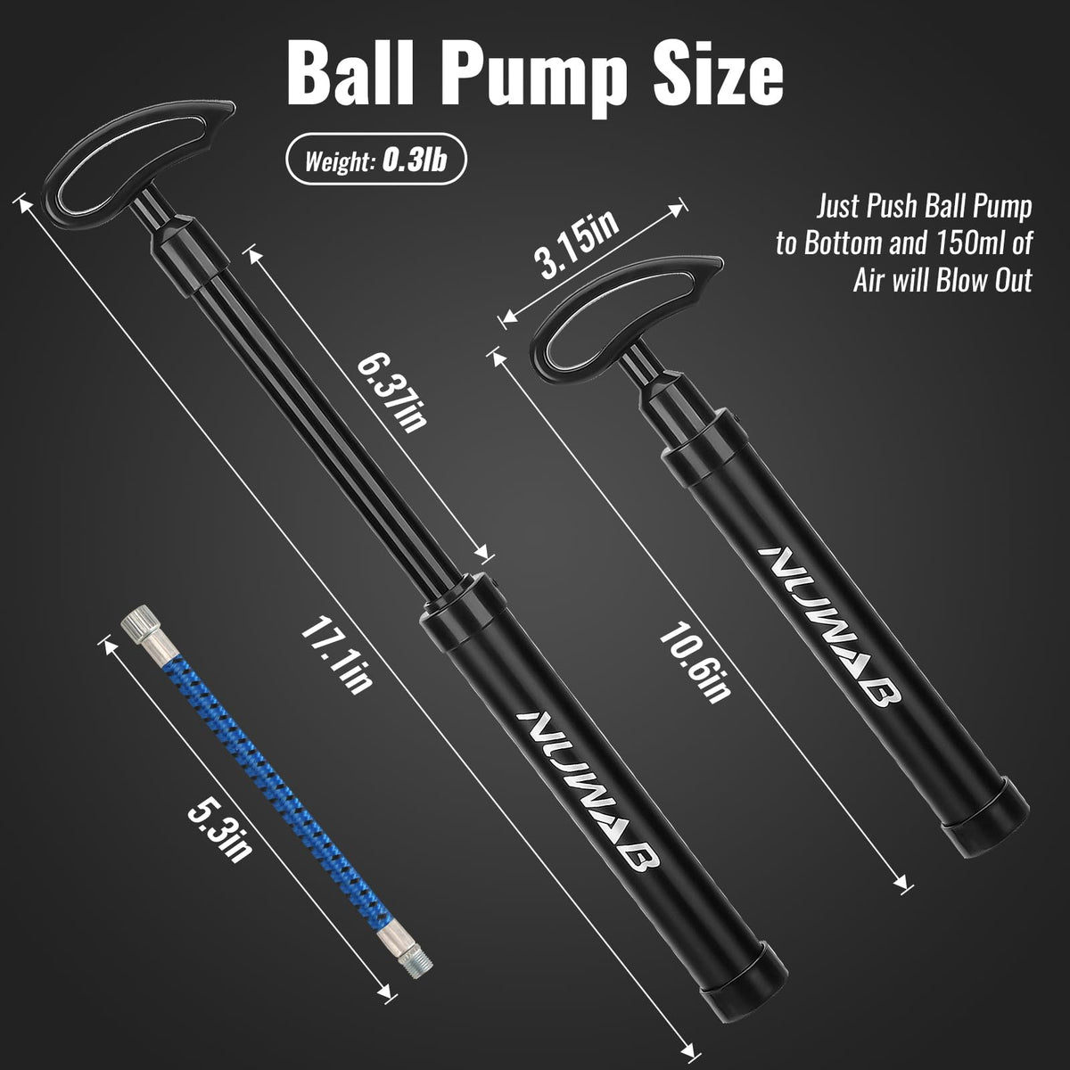 NUWAB 10.6 Inch Ball Pump, Lightweight Portable Hand Air Pump