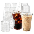 Iced Coffee Cups with Lids Straws, 50 Sets 16oz Plastic Boba Cups