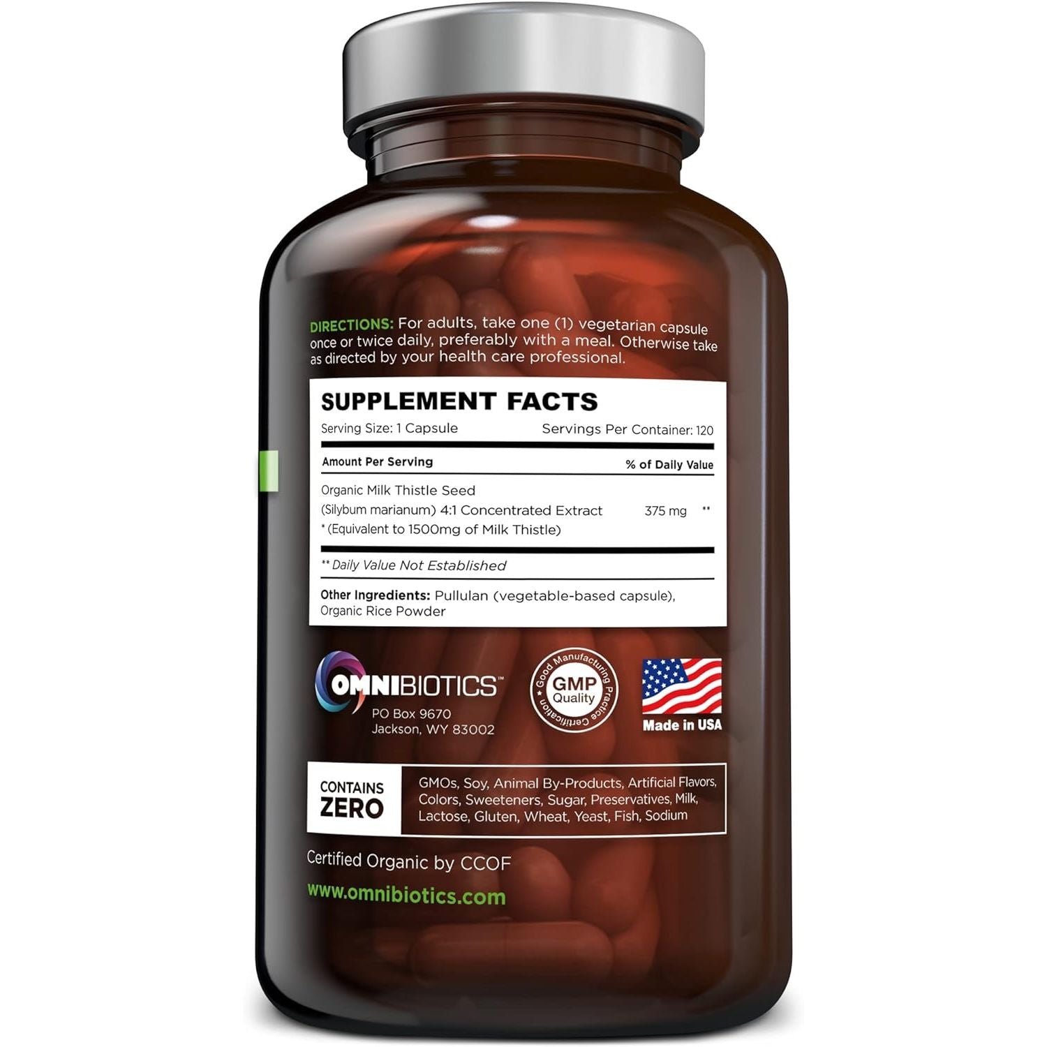 Buy now OmniBiotics Organic Milk Thistle Supplement 1500mg â€“ 4X Concentrated Extract with Silymarin â€“ High Potency Liver Detox & Support â€“ 120 Vegan Capsules at indiglob india