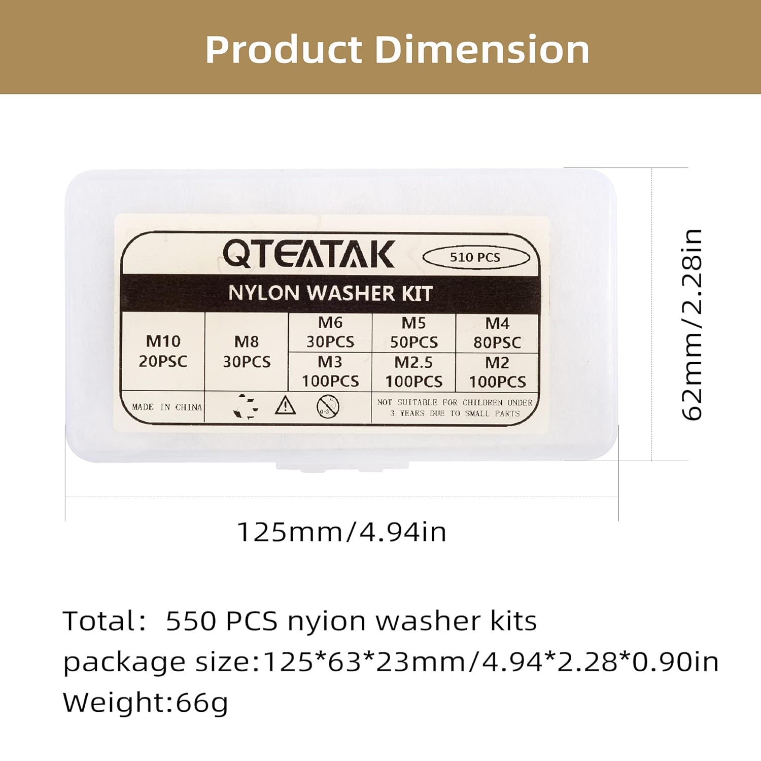 Buy now QTEATAK 510 Pcs White Nylon Flat Washer Assortment Kit for Electrical Connections on Household & Commercial Appliances, (M2 M2.5 M3 M4 M5 M6 M8 M10) at indiglob india