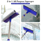 2-in-1 Window Squeegee&Car Squeegee with 15.7"-27.5" Retractable Stainless Steel Handle, Windshield Cleaner Tool for Cars, Trucks, Glass Doors, Shower Glass, Outdoor Windows