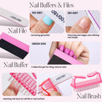 FANDAMEI Cuticle Remover Kit, Cuticle Remover & Oil, Professional Manicure Kit for Women with 50 PCS Lint Free Wipes, Steel Nail Pusher & Fork, Nail Files and Buffers, Manicure Tools Set for Nail Care