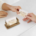 Acacia Wood Business Card Holder Desk Office Essentials, 60 Card Capacity